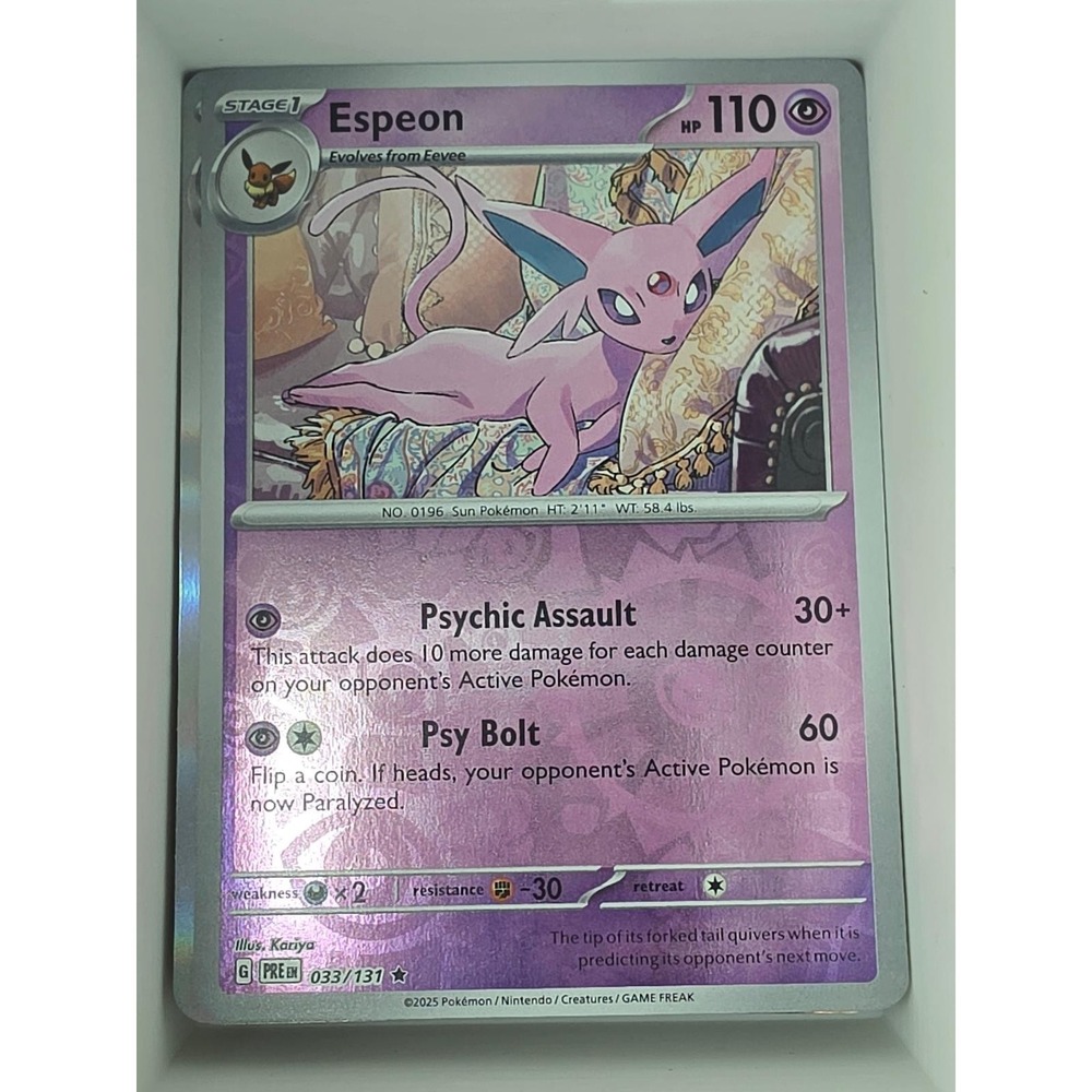 Espeon 033/131 Holo Rare Prismatic Evolutions Pokemon Reverse Holo Near Mint